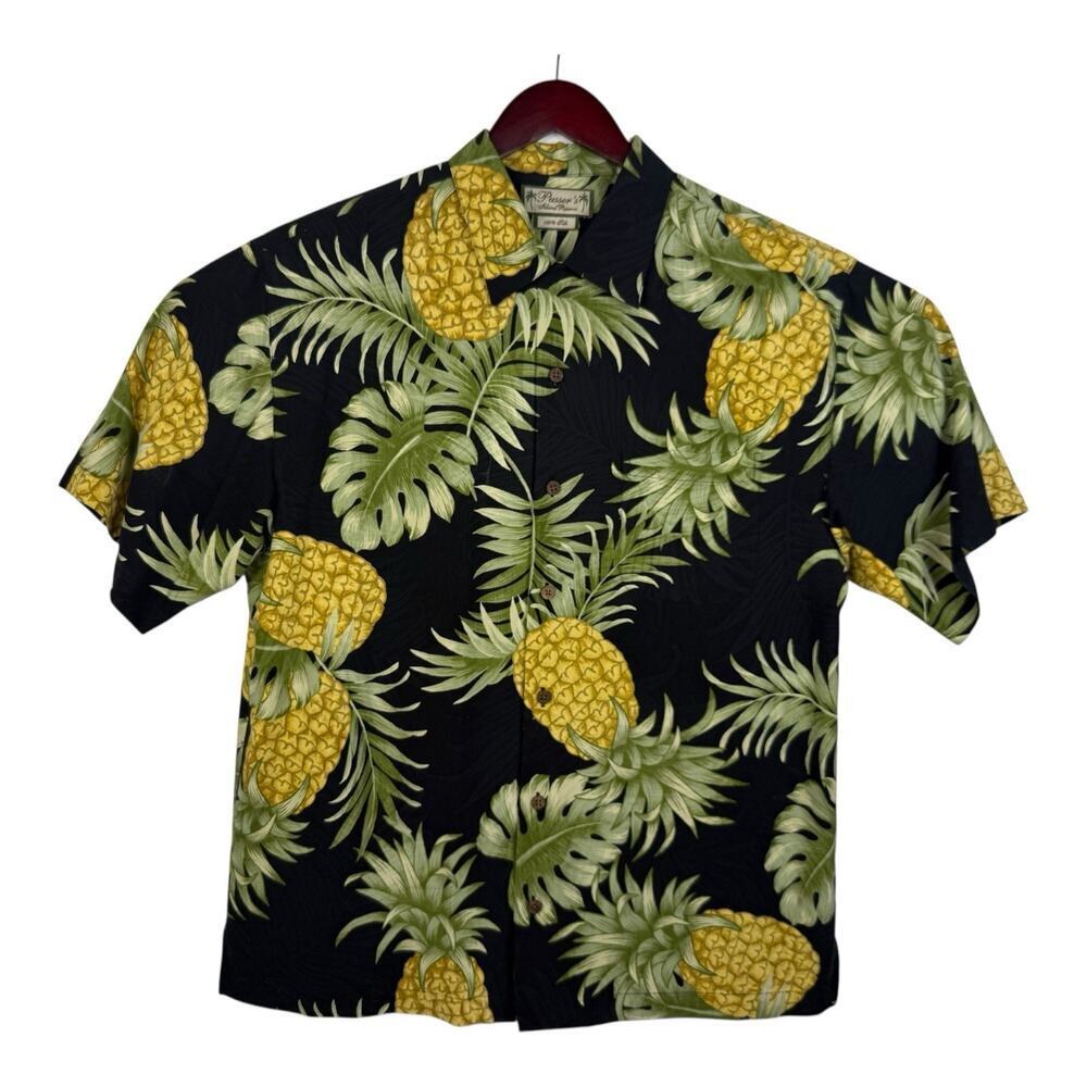 Pusser’s Island Reserve Men's Medium 100% Silk Tropical Pineapple Print Shirt